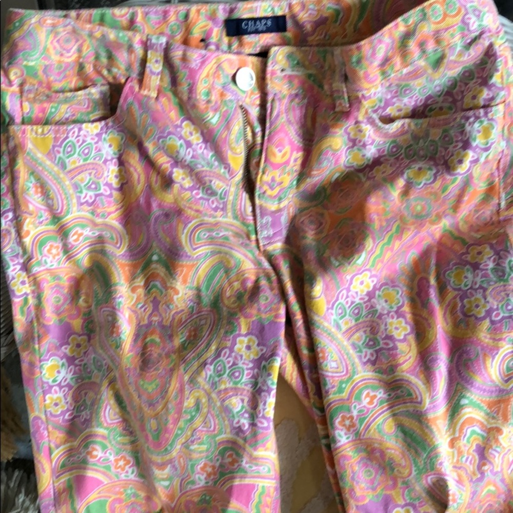 Pastel patterned straight jean